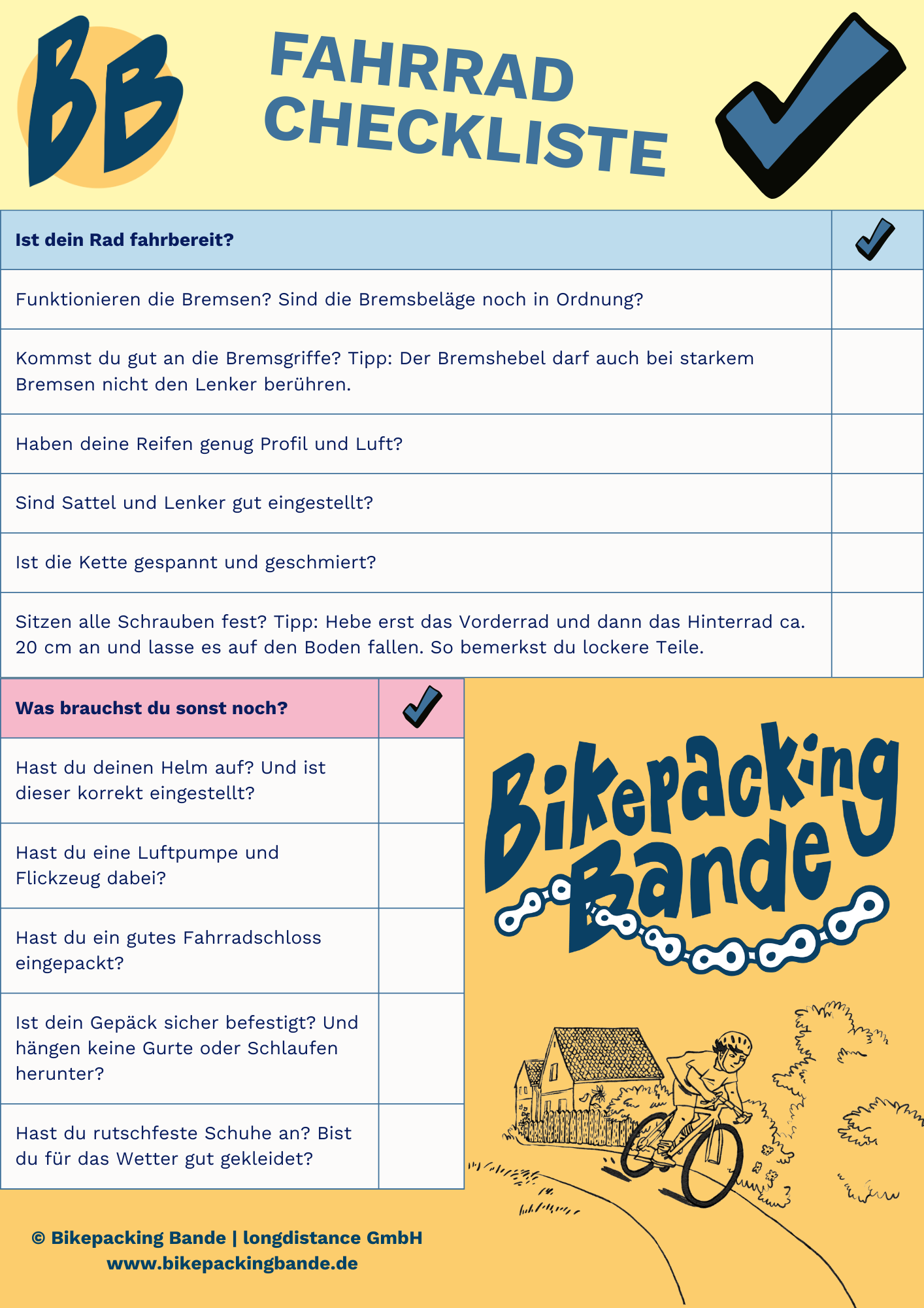 Fahrrad Checkliste für Kinder (kostenloser Download)